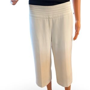 White House Black Market Cream Cropped Wide-Leg Capris